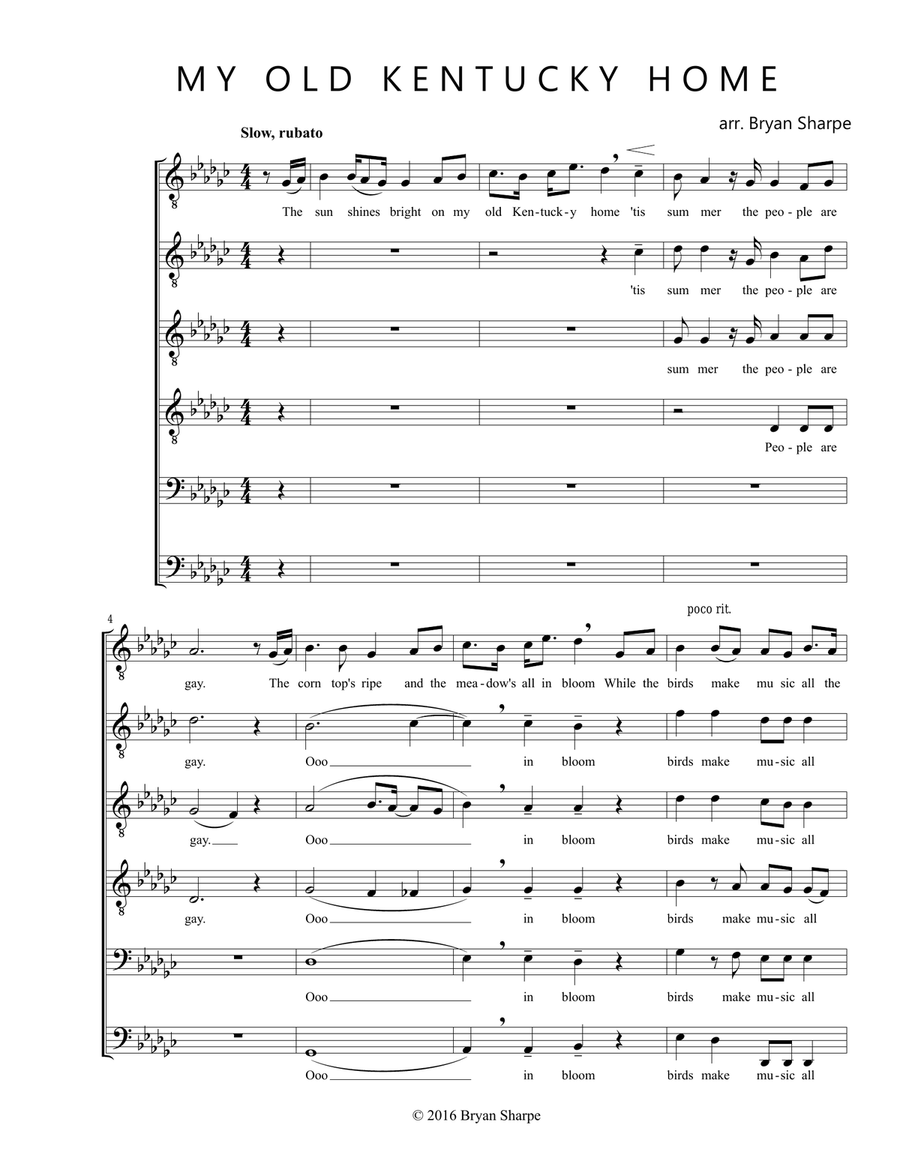 My Old Kentucky Home TTBB scores gallery preview page 1