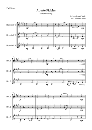 Adeste Fideles (Christmas Song) for Horn in F Trio