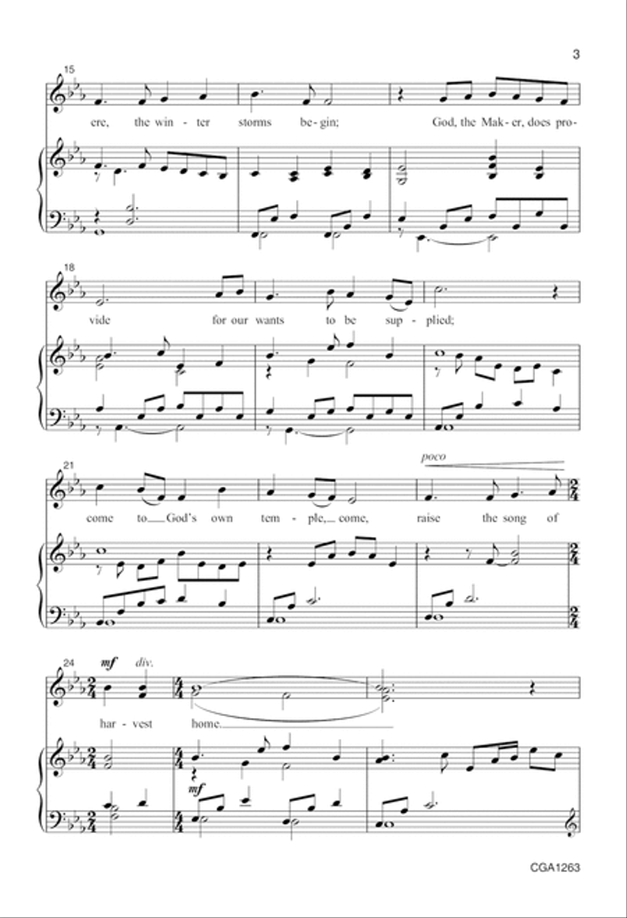Come, Ye Thankful People, Come (SATB) 4-Part scores gallery preview page 3