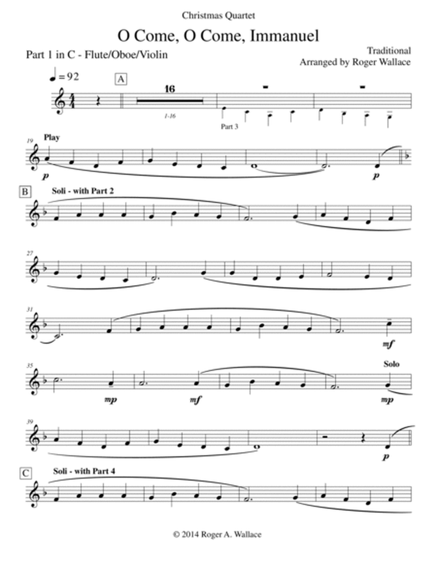 O Come, O Come, Immanuel (Emmanuel) - Sax Quartet image number null
