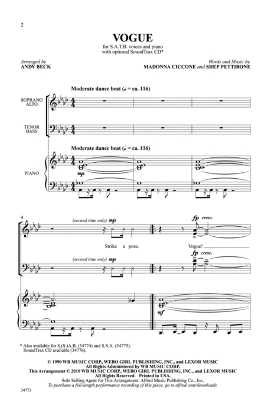 Vogue - SoundTrax CD (CD only) Choir scores gallery preview page 2