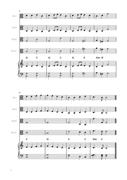 Ode To Joy - Easy Viola Quartet w/ piano accompaniment image number null