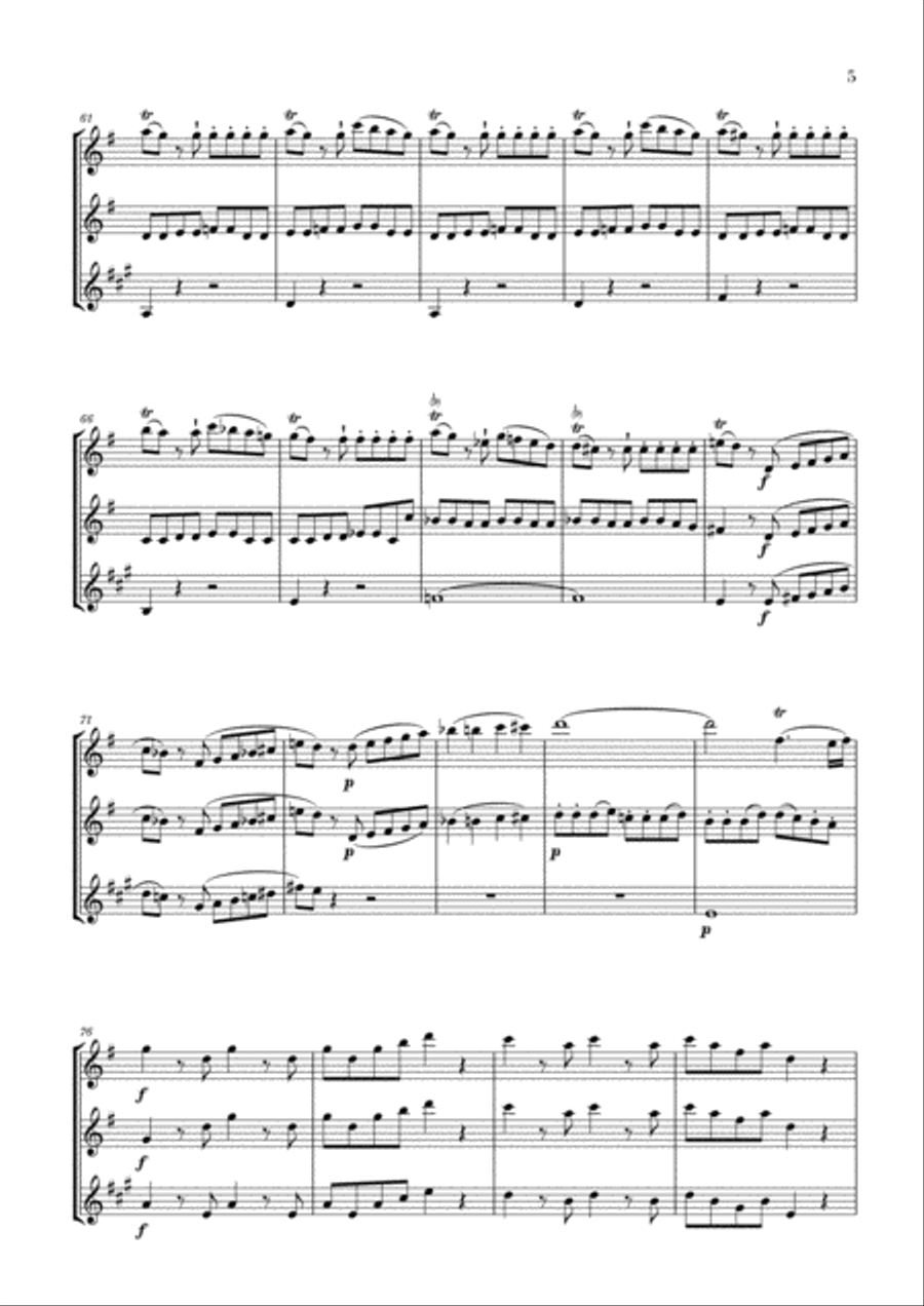 Eine Kleine Nachtmusik for 2 Flutes and Bass Clarinet Woodwind Trio scores gallery preview page 5