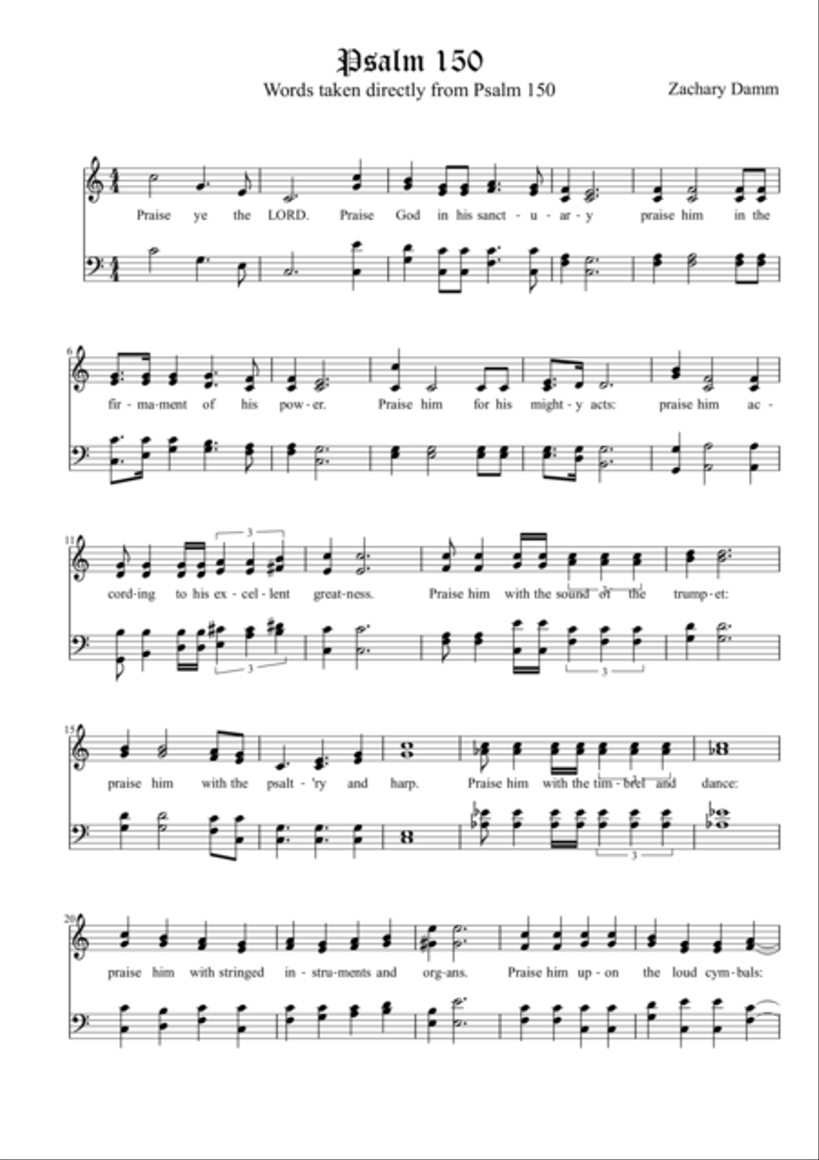 Psalm 150 4-Part scores gallery preview page 1