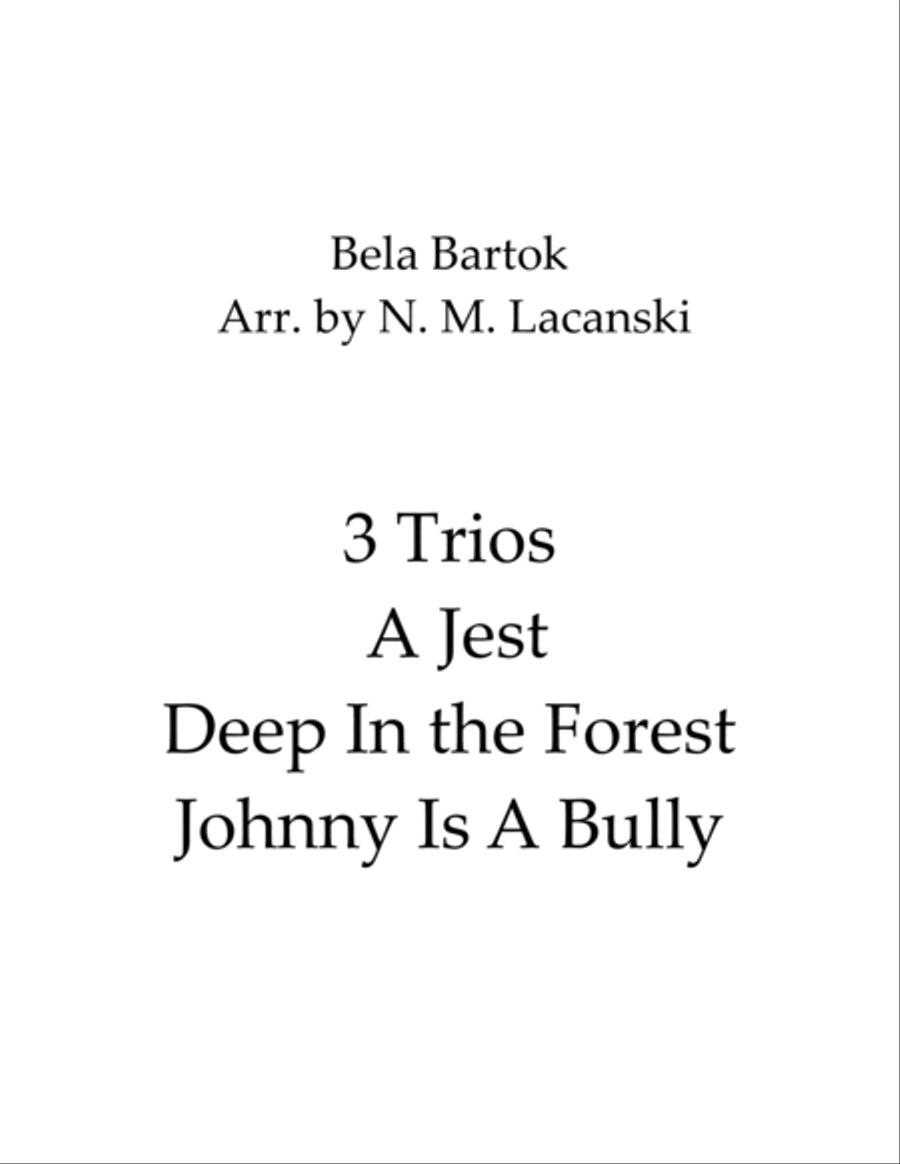 3 Trios A Jest Deep In the Forest Johnny Is A Bully String Trio scores gallery preview page 1