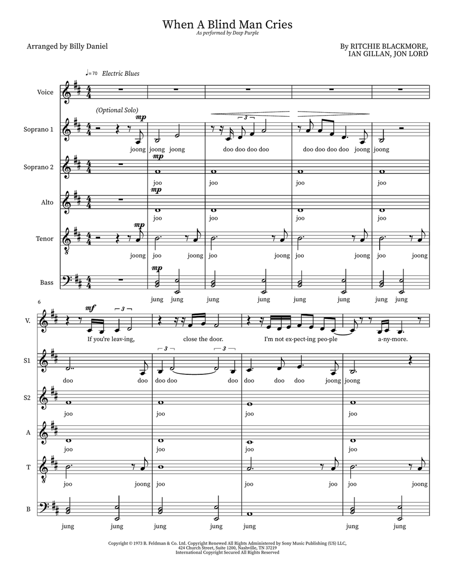 When A Blind Man Cries 4-Part scores gallery preview page 1