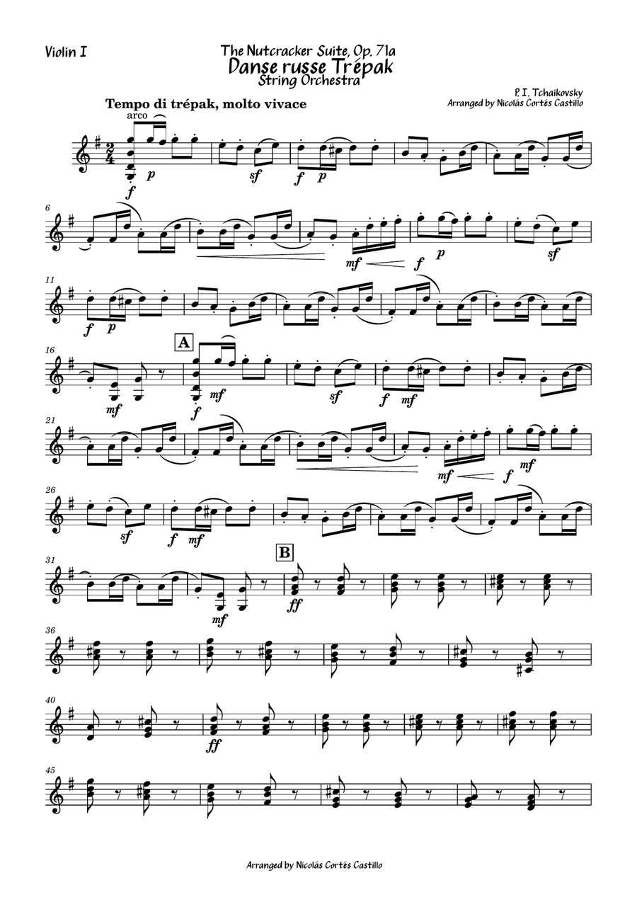 Tchaikovsky - Russian Dance, Trepak (The Nutcracker) for String orchestra String Orchestra scores gallery preview page 5