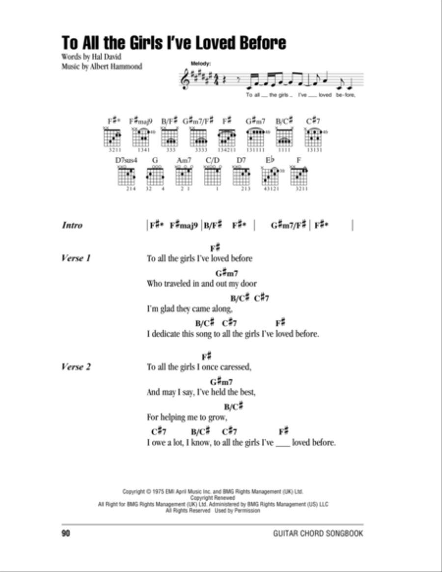 To All The Girls I've Loved Before Acoustic Guitar scores gallery preview page 1