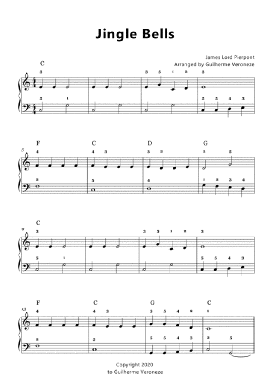 Jingle Bells Easy Piano scores gallery preview page 1