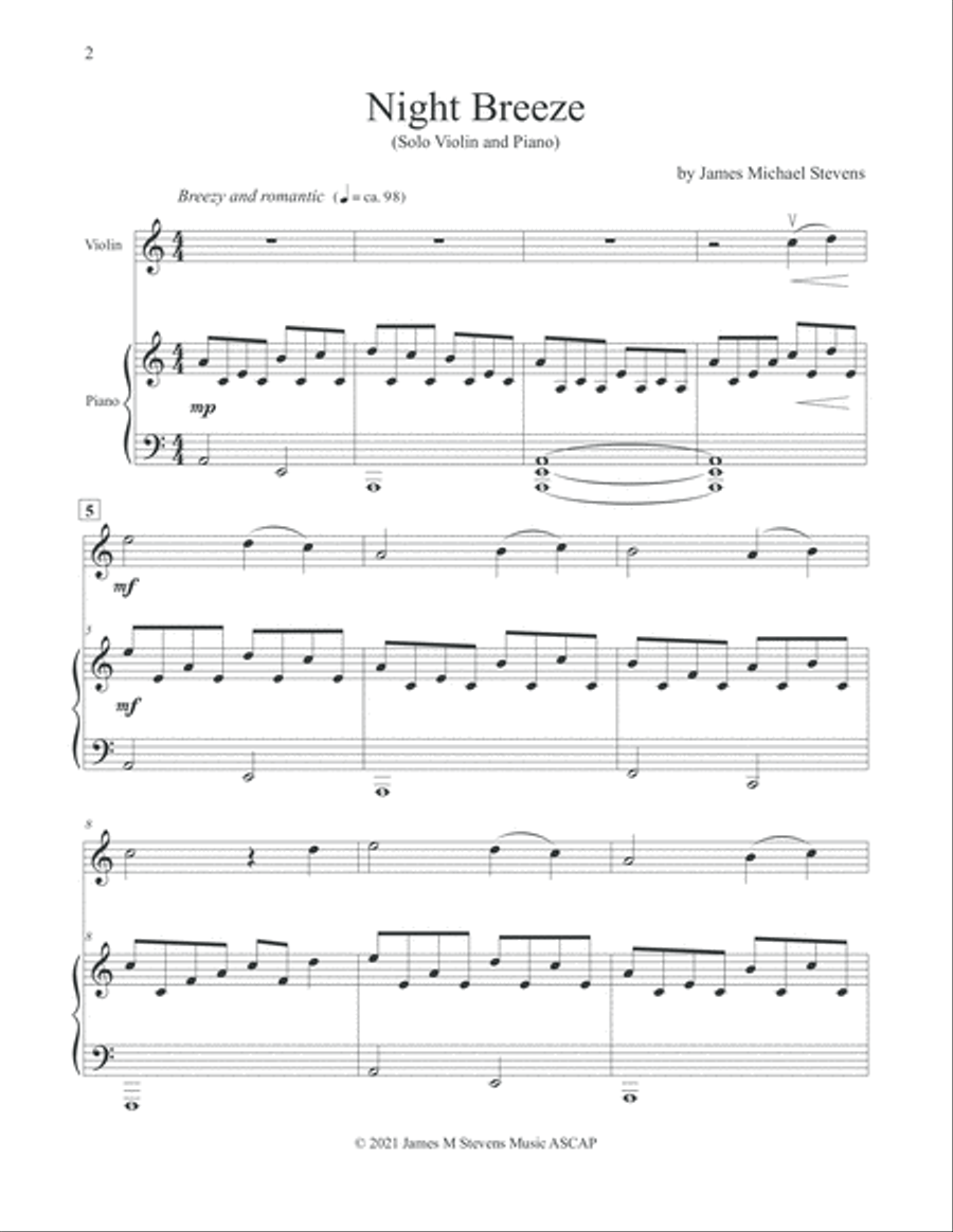 Night Breeze - Violin & Piano Violin Solo scores gallery preview page 2