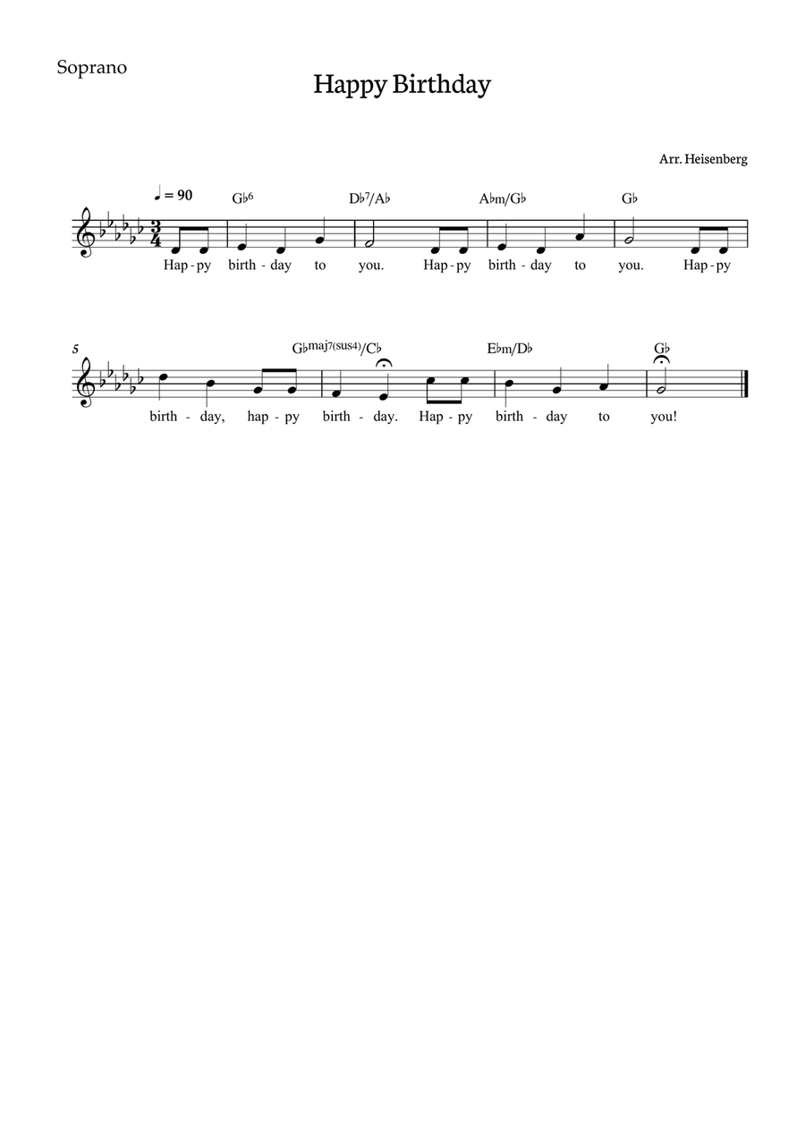 Happy Birthday for SAT with chords in Gb. Score and parts inc SAT scores gallery preview page 2