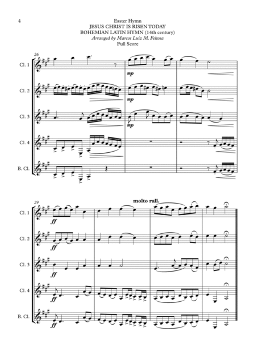 Easter Hymn (Jesus Christ is Risen Today) - Clarinet Quintet Clarinet Quintet scores gallery preview page 6