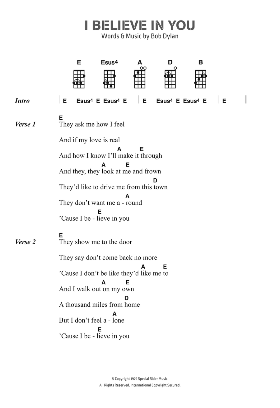 I Believe In You I Believe In You Piano, Vocal, Guitar scores gallery preview page 1