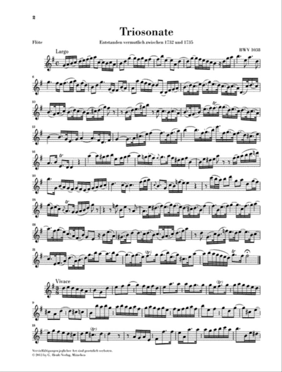 Trio Sonata for Flute, Violin and Continuo BWV 1038 Flute scores gallery preview page 5