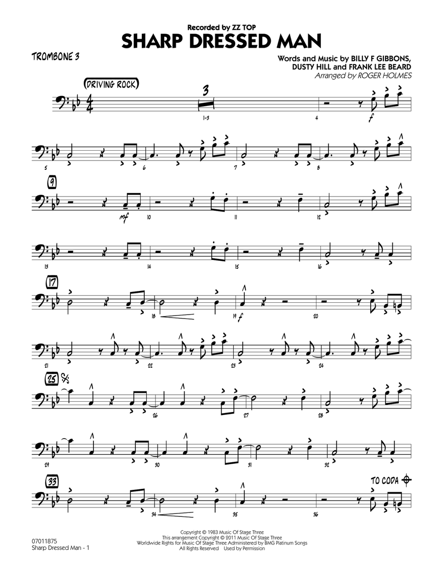 Sharp Dressed Man - Trombone 3 Jazz Ensemble scores gallery preview page 1