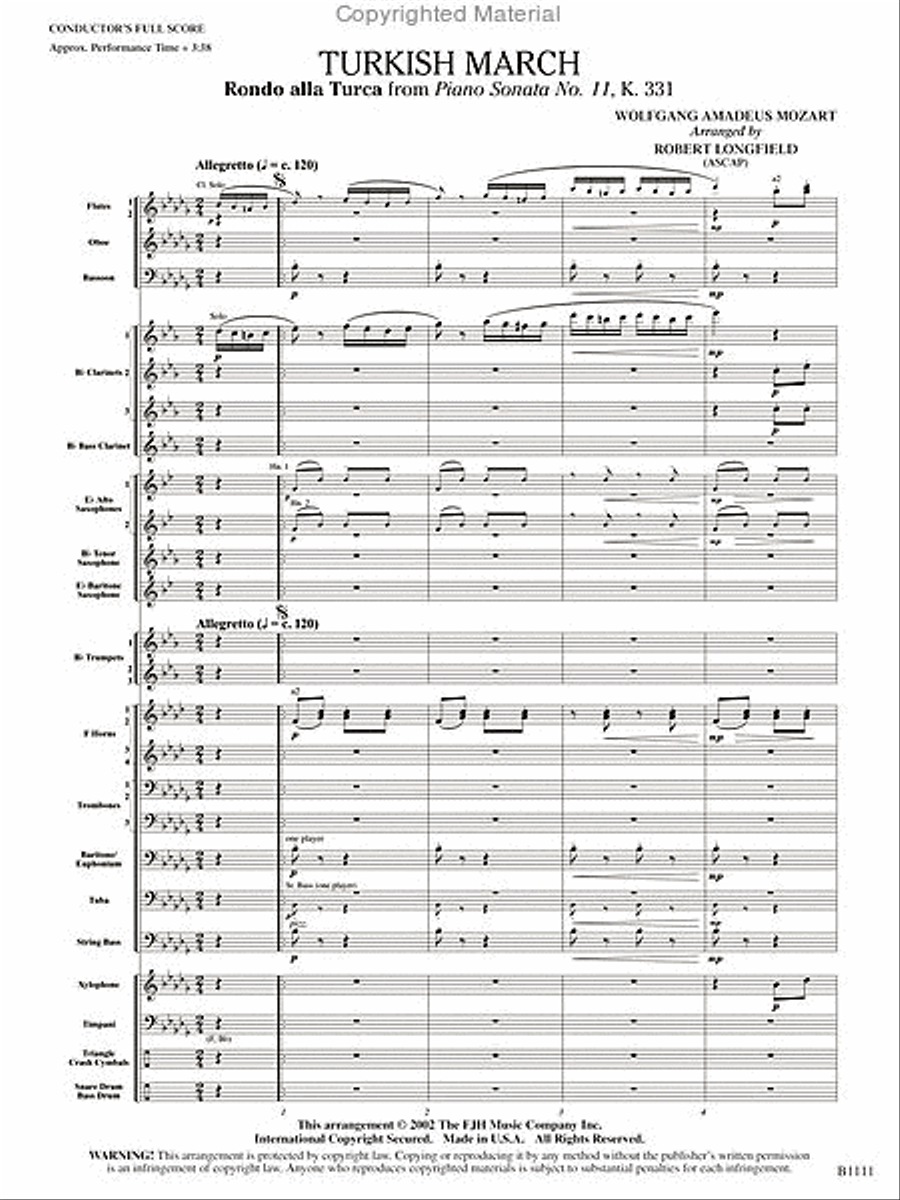Turkish March Concert Band scores gallery preview page 2