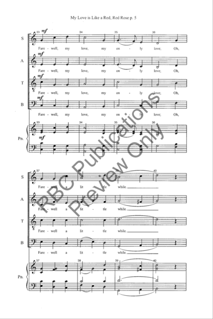 My Love Is Like A Red, Red Rose (SATB) 4-Part scores gallery preview page 7