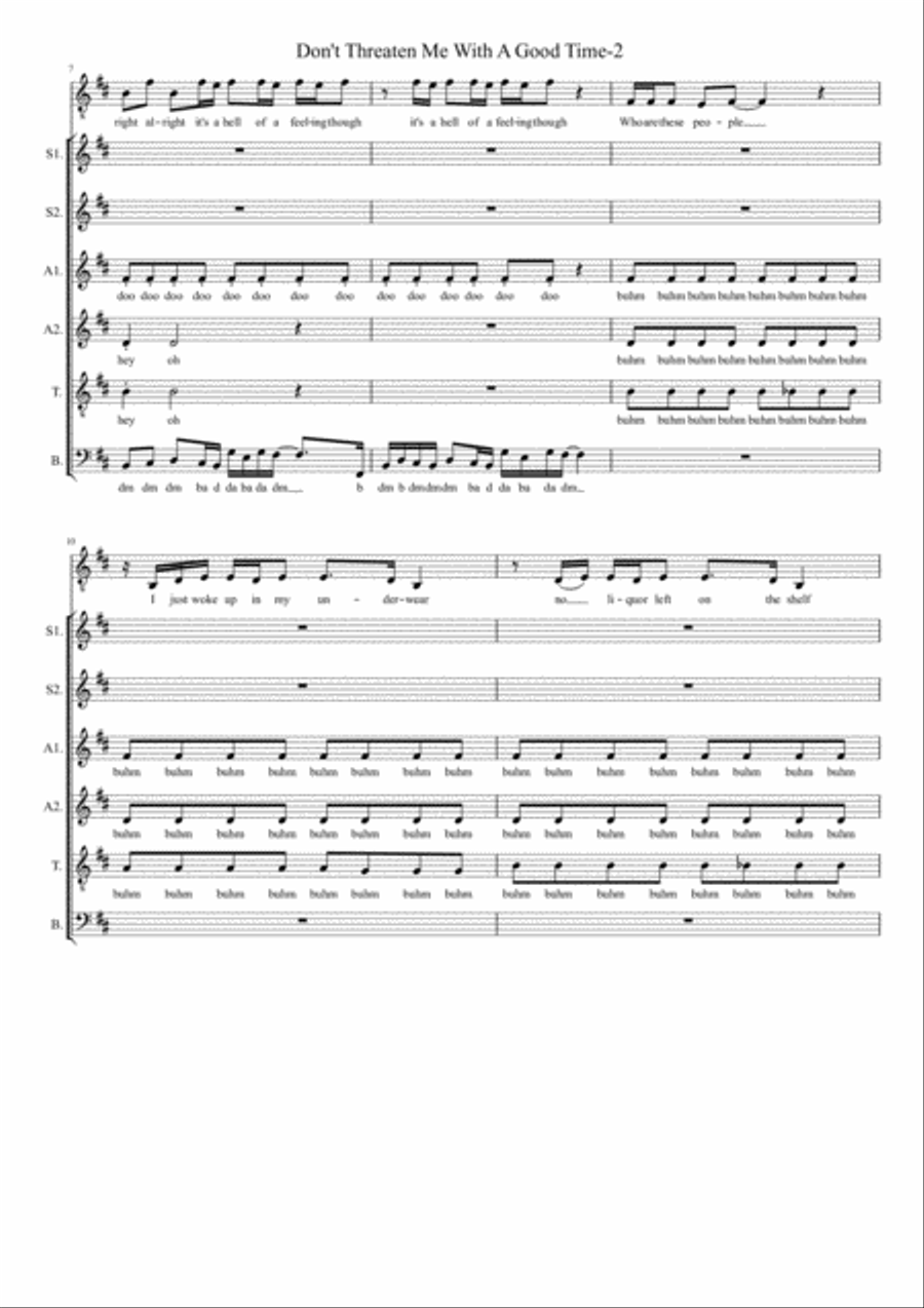 Don't Threaten Me With A Good Time 4-Part scores gallery preview page 2