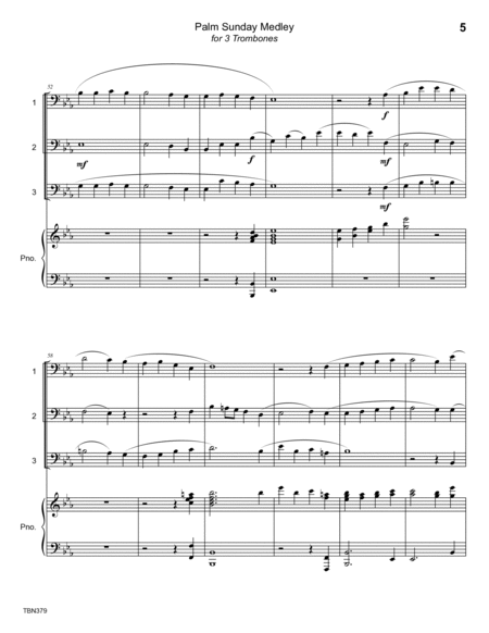 PALM SUNDAY MEDLEY - 3 TROMBONES with Piano (medley of hymns) image number null