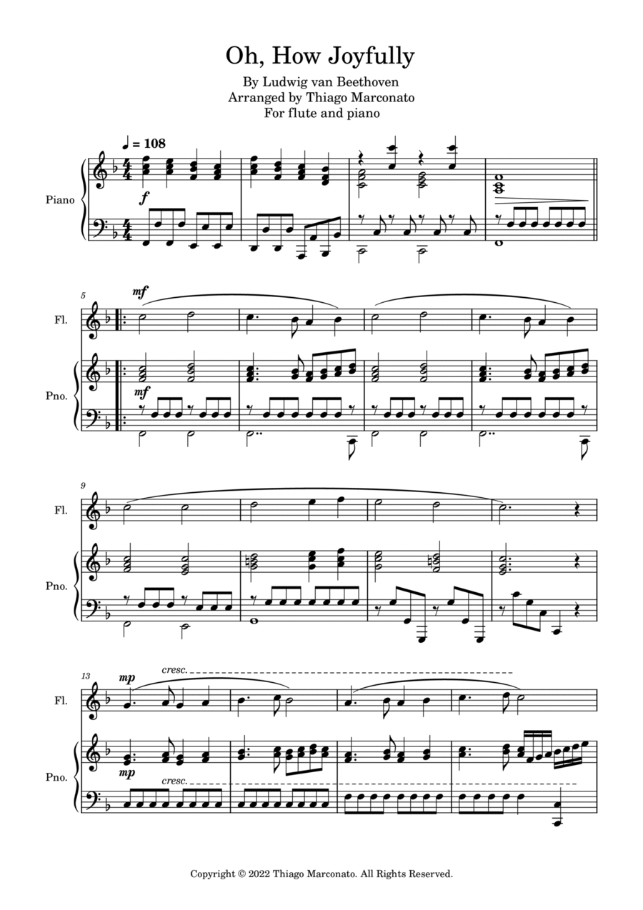 Oh, How Joyfully Oh, How Joyfully Flute Solo scores gallery preview page 1
