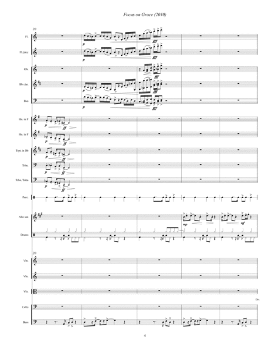 Focus on Grace ... A concerto for jazz saxophone and orchestra (2010) Full Orchestra scores gallery preview page 6