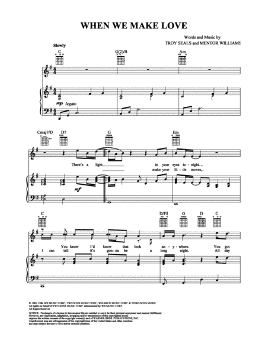 When We Make Love When We Make Love Piano, Vocal, Guitar scores gallery preview page 1