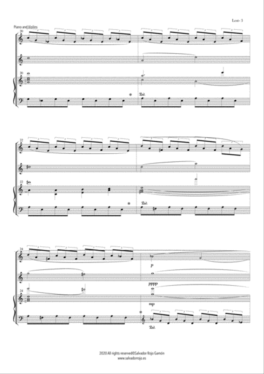 Lost for two Violins & Piano Violin scores gallery preview page 3