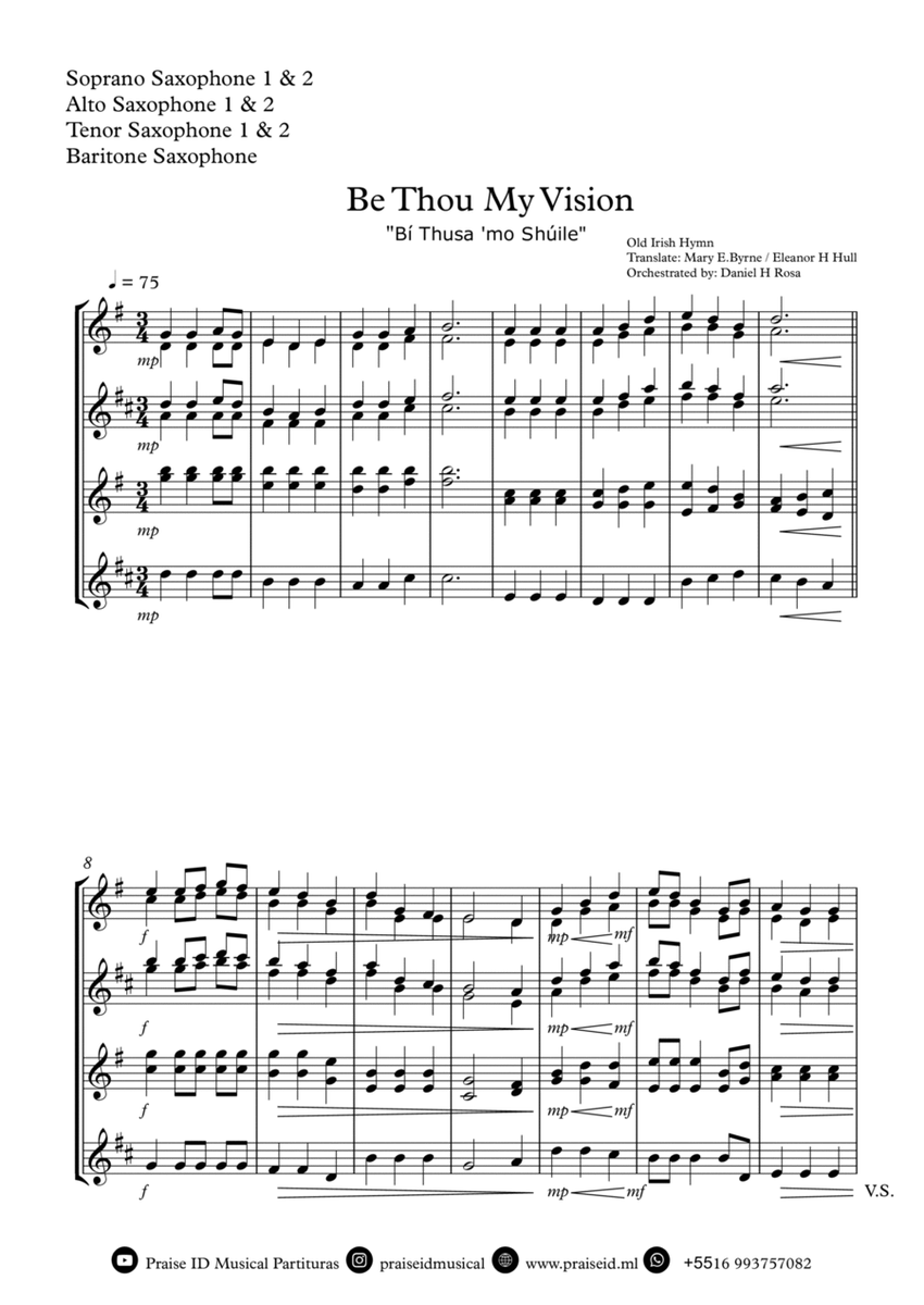 Be Thou My Vision - "Bí Thusa 'mo Shúile" - Easy Saxophone Quartet image number null
