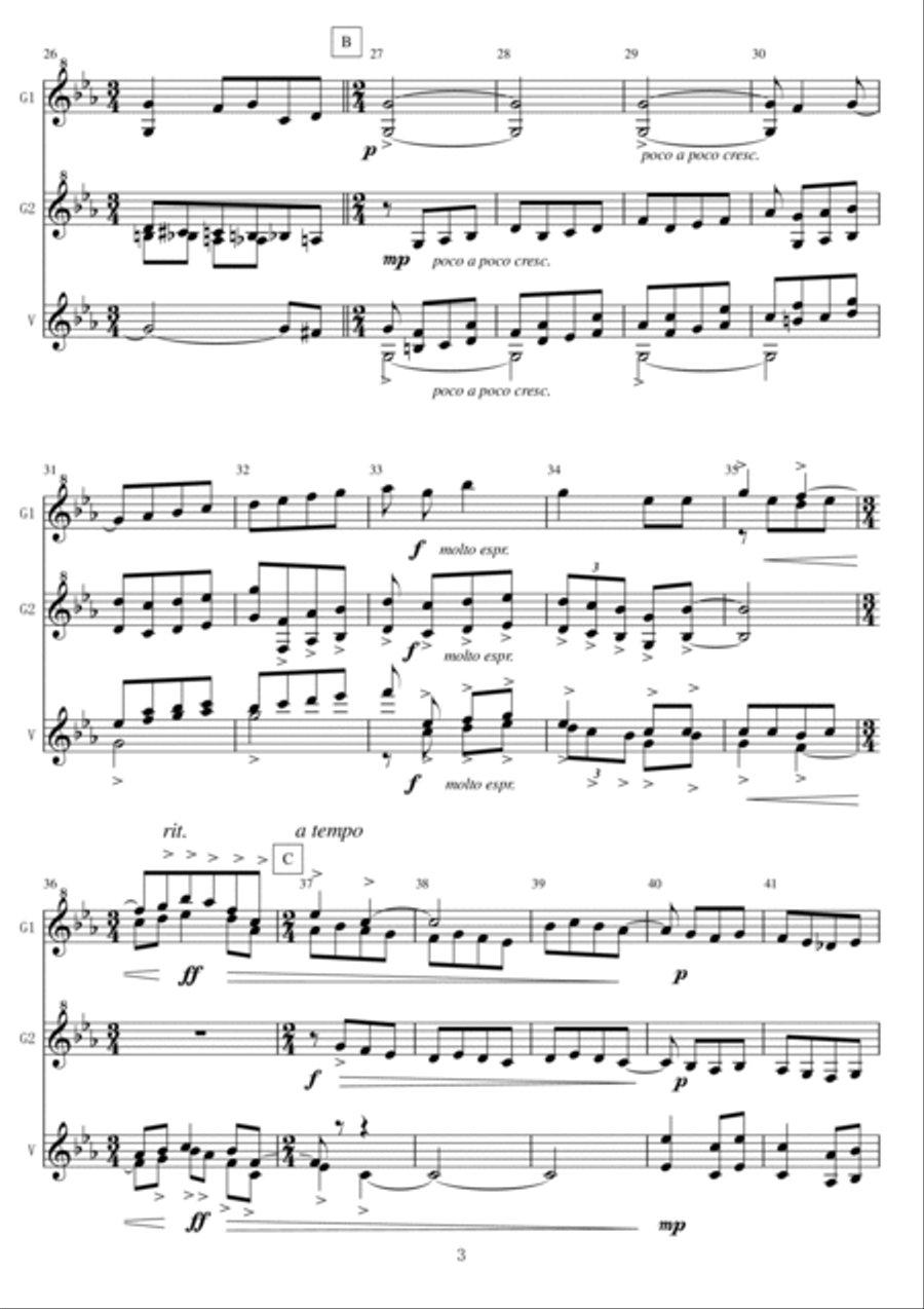 <Mallet Trio> Petit Poucet from Ma Mère l'Oye Percussion Ensemble scores gallery preview page 3