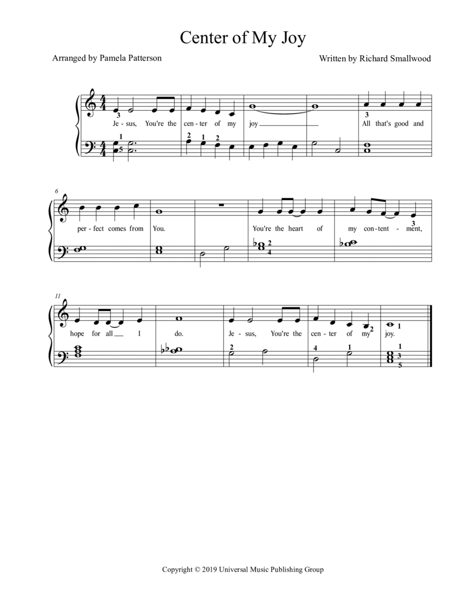 Center Of My Joy Easy Piano scores gallery preview page 1