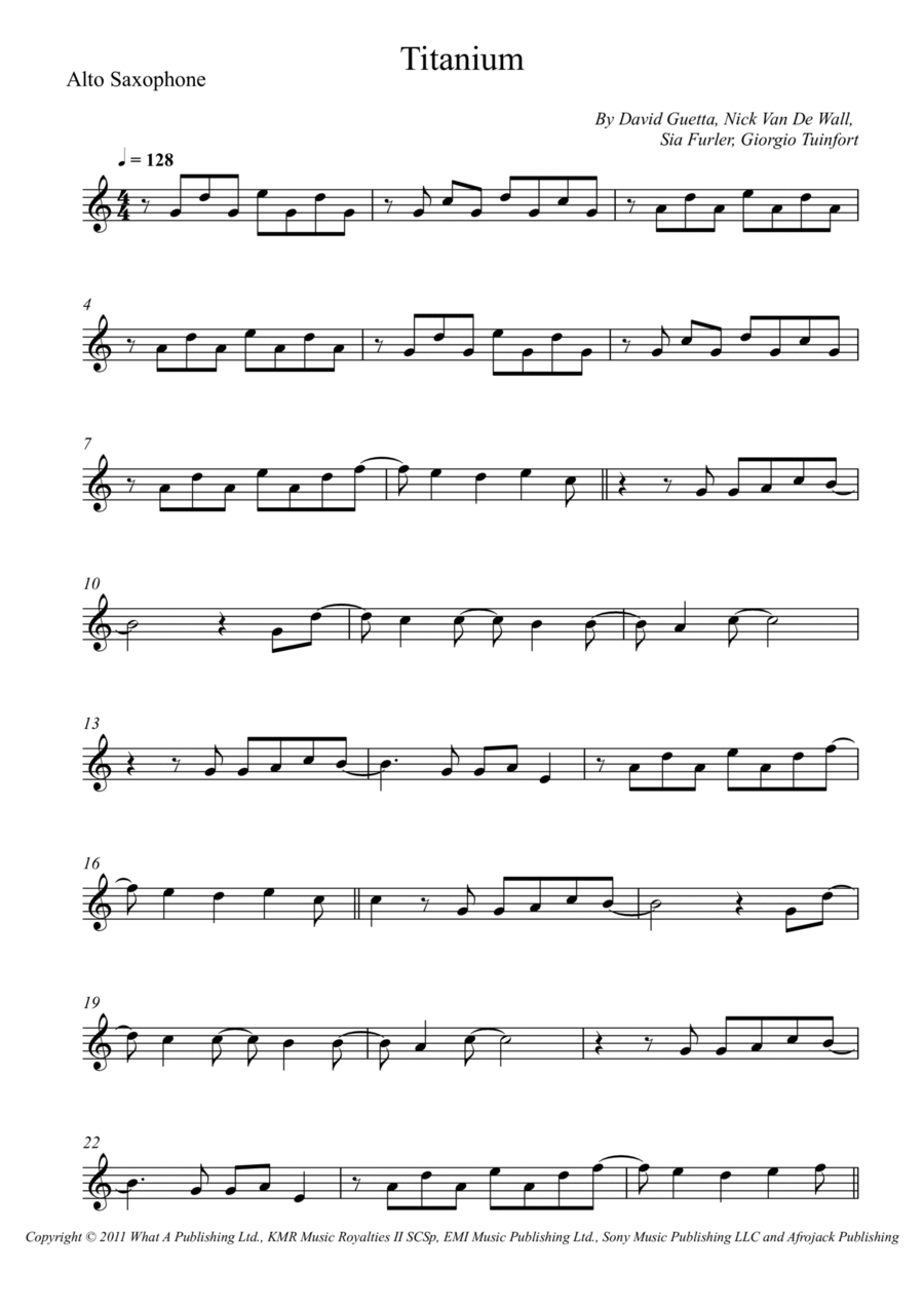 Titanium Alto Saxophone scores gallery preview page 1