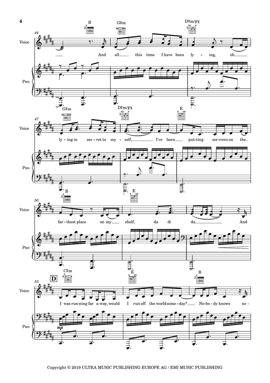 Runaway Runaway Piano, Vocal scores gallery preview page 5