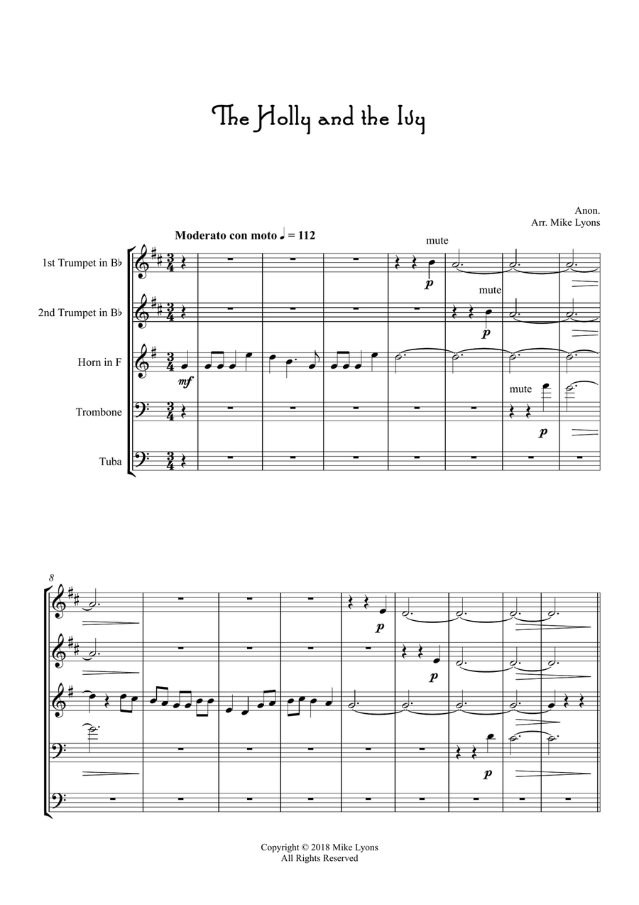 Brass Quintet - The Holly and the Ivy Brass Quintet scores gallery preview page 3