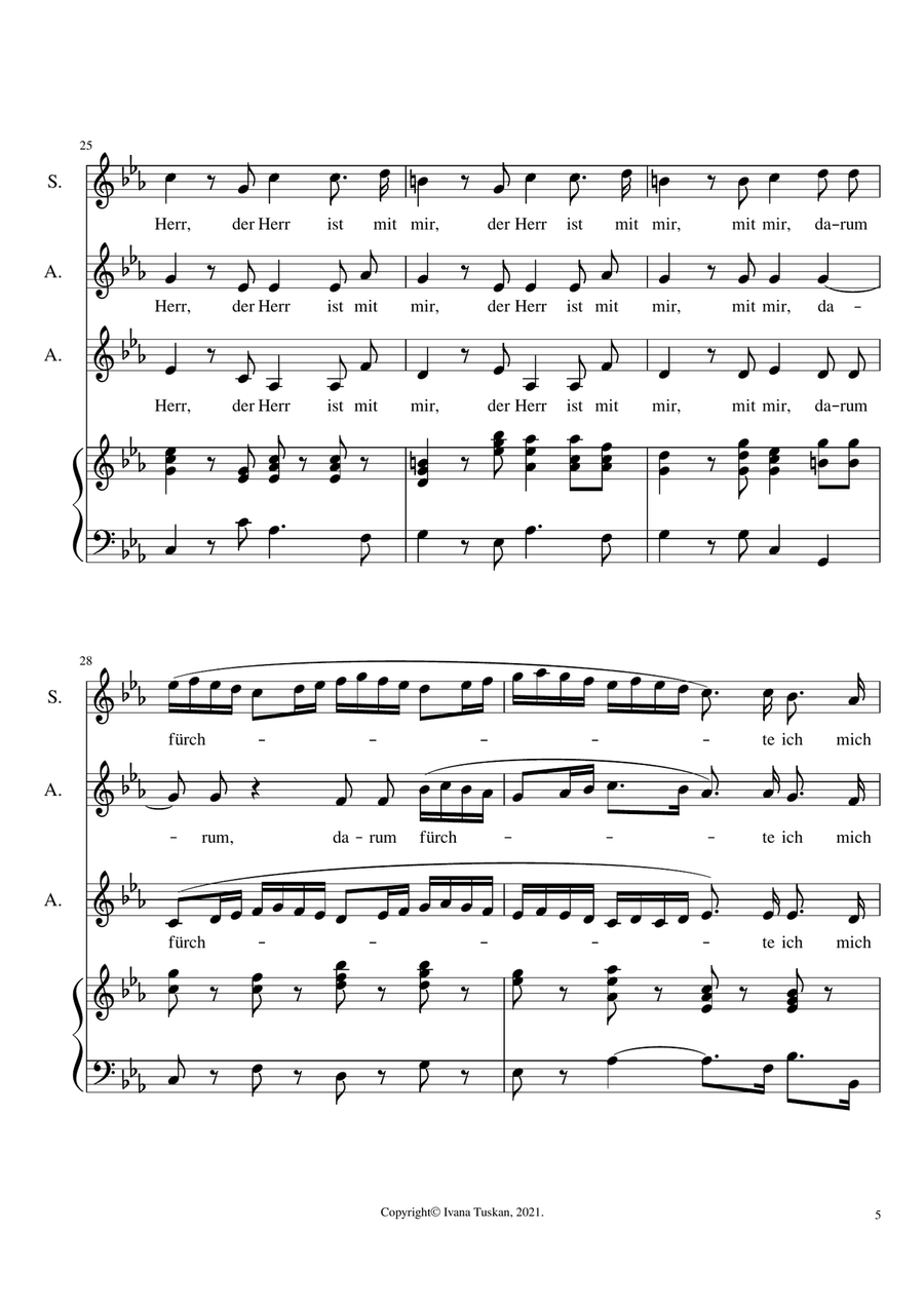 Der Herr ist mit mir, Cantata BuxWv 15, for SAA and keyboard instrument SSA scores gallery preview page 5