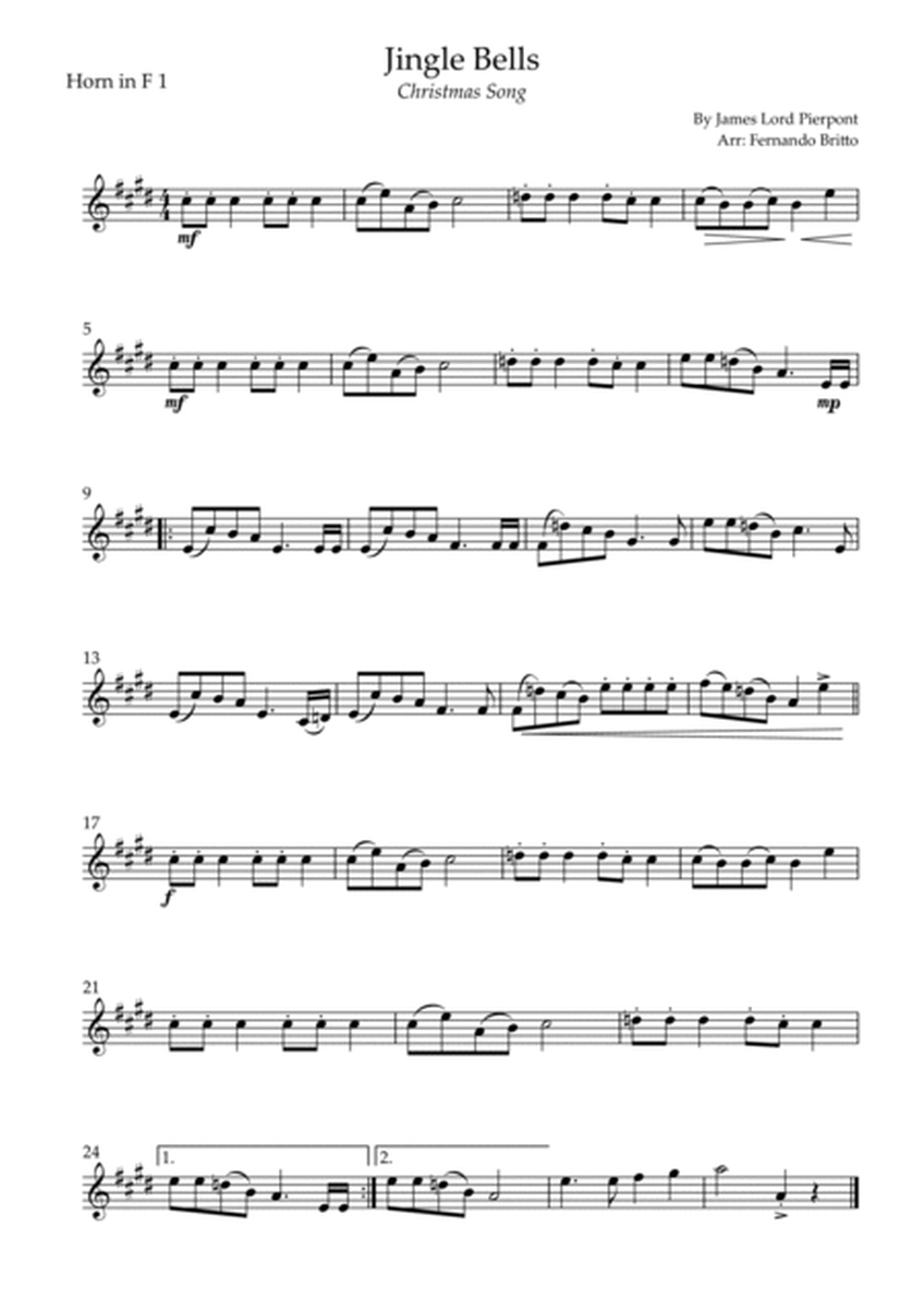 Jingle Bells (Christmas Song) for Horn in F Quartet image number null