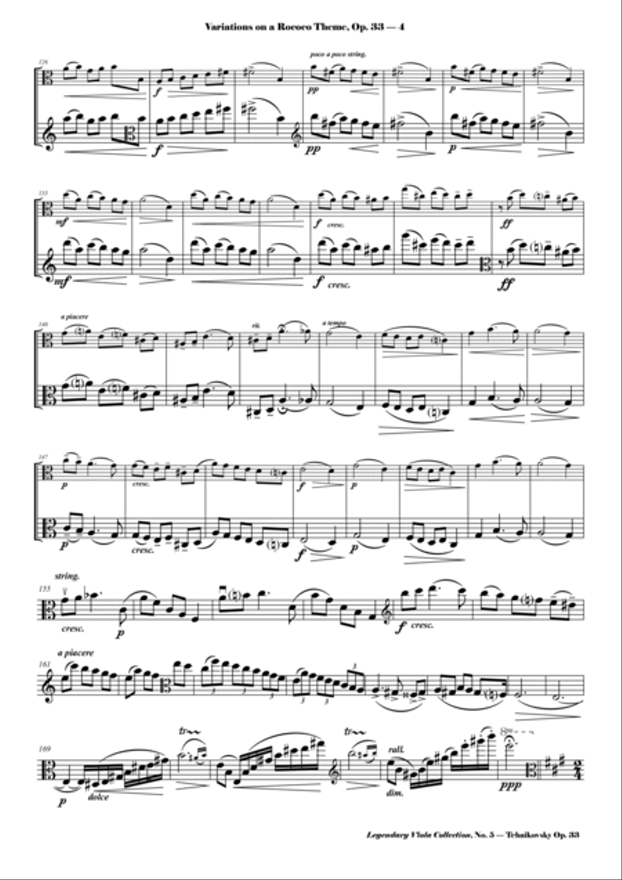 Tchaikovsky - Variations on a Rococo Theme, Op. 33 - Legendary Viola Collecton - No. 5 Viola Solo scores gallery preview page 5