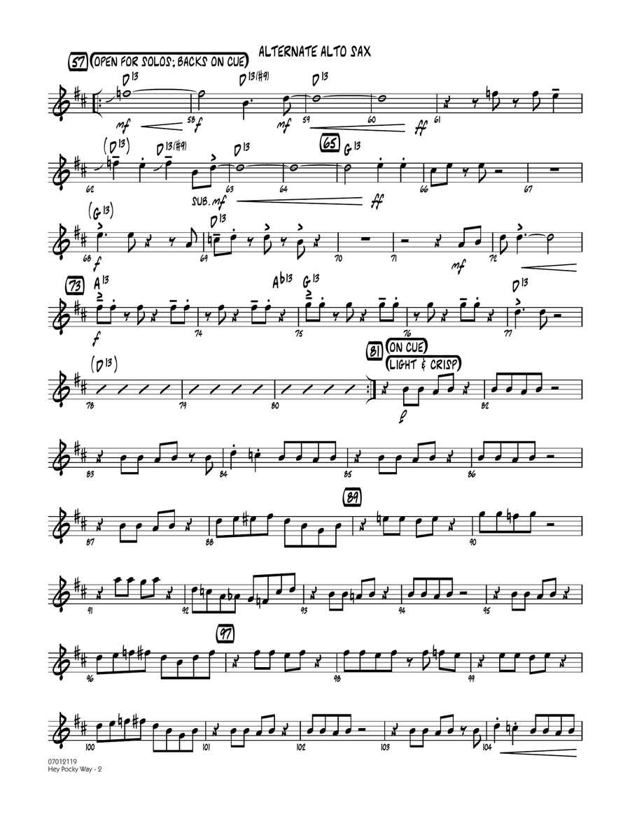 Hey Pocky Way - Alternate Alto Sax Jazz Ensemble scores gallery preview page 2