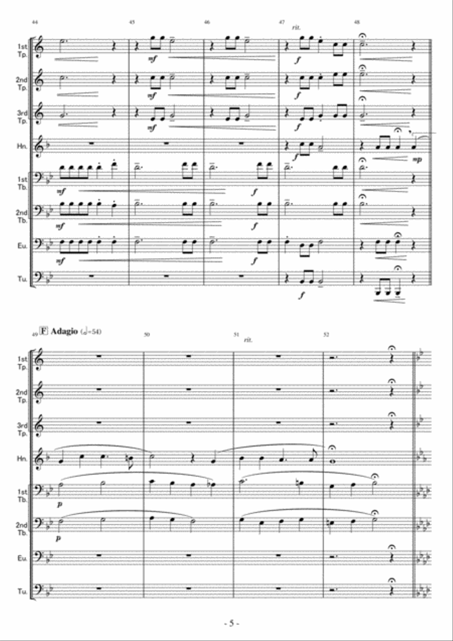 Three Madrigals (for brass octet) Chamber Orchestra scores gallery preview page 5