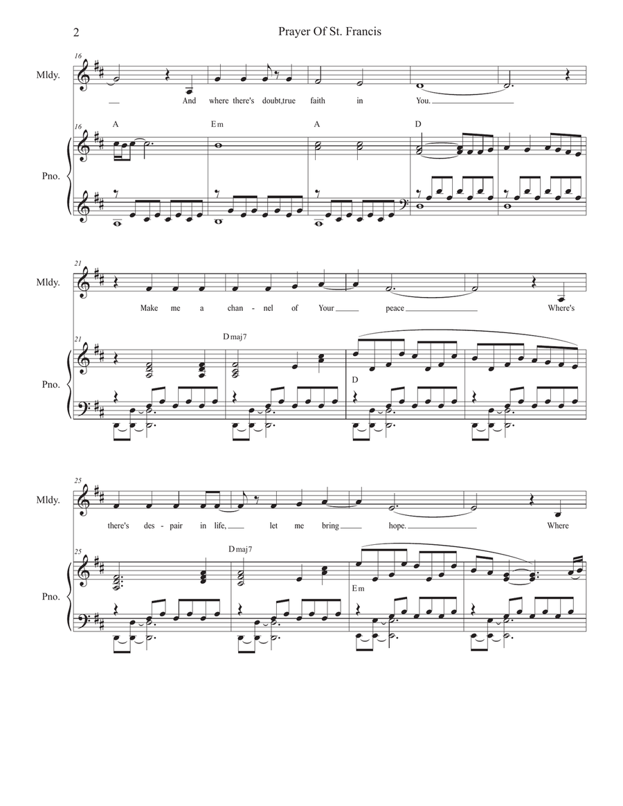Make Me A Channel Of Your Peace (prayer Of St. Francis) Unison Choir scores gallery preview page 2