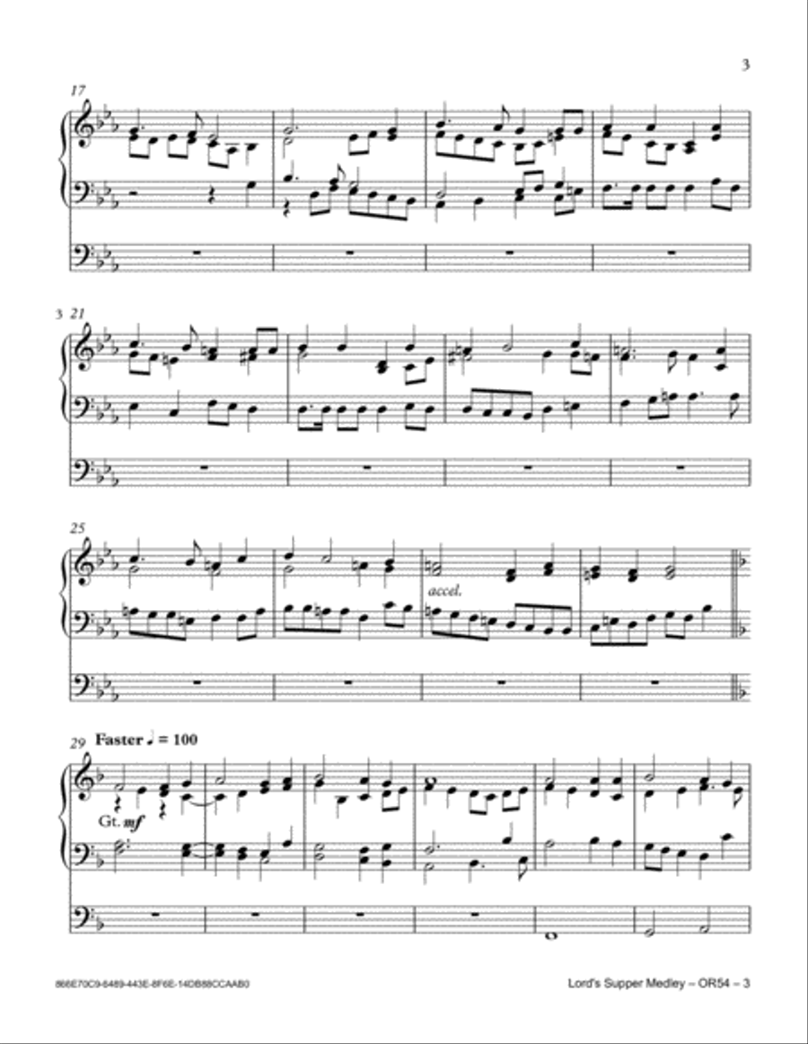 Lord's Supper (Communion) Medley Organ Solo scores gallery preview page 3