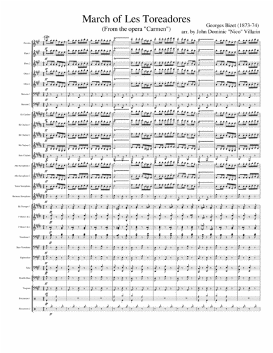 March of Les Toreadores March of Les Toreadores Concert Band scores gallery preview page 1