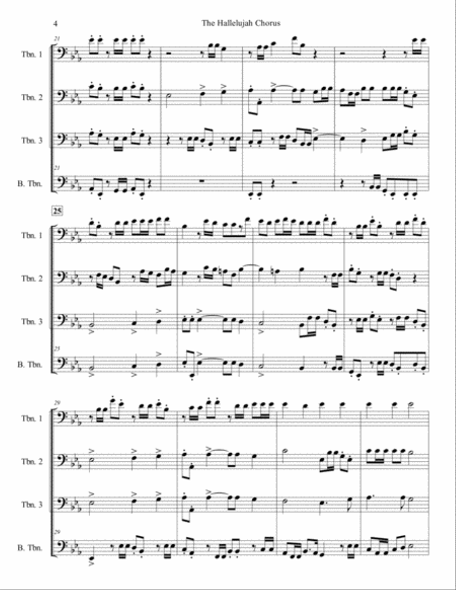 The Hallelujah Chorus for Trombone Quartet Trombone Quartet scores gallery preview page 4