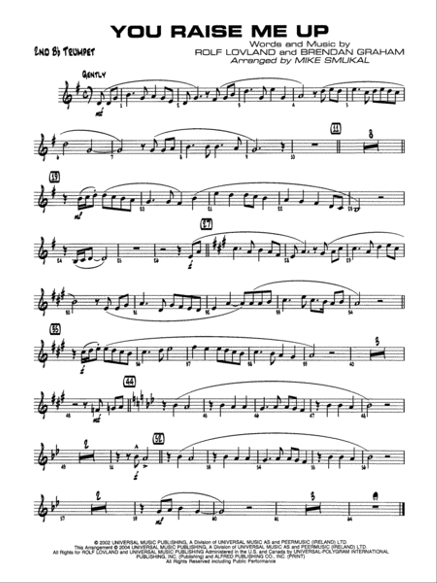 You Raise Me Up: 2nd B-flat Trumpet Jazz Ensemble scores gallery preview page 1
