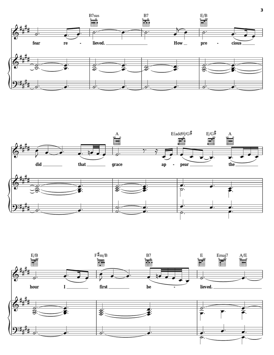 Amazing Grace Piano, Vocal, Guitar scores gallery preview page 3