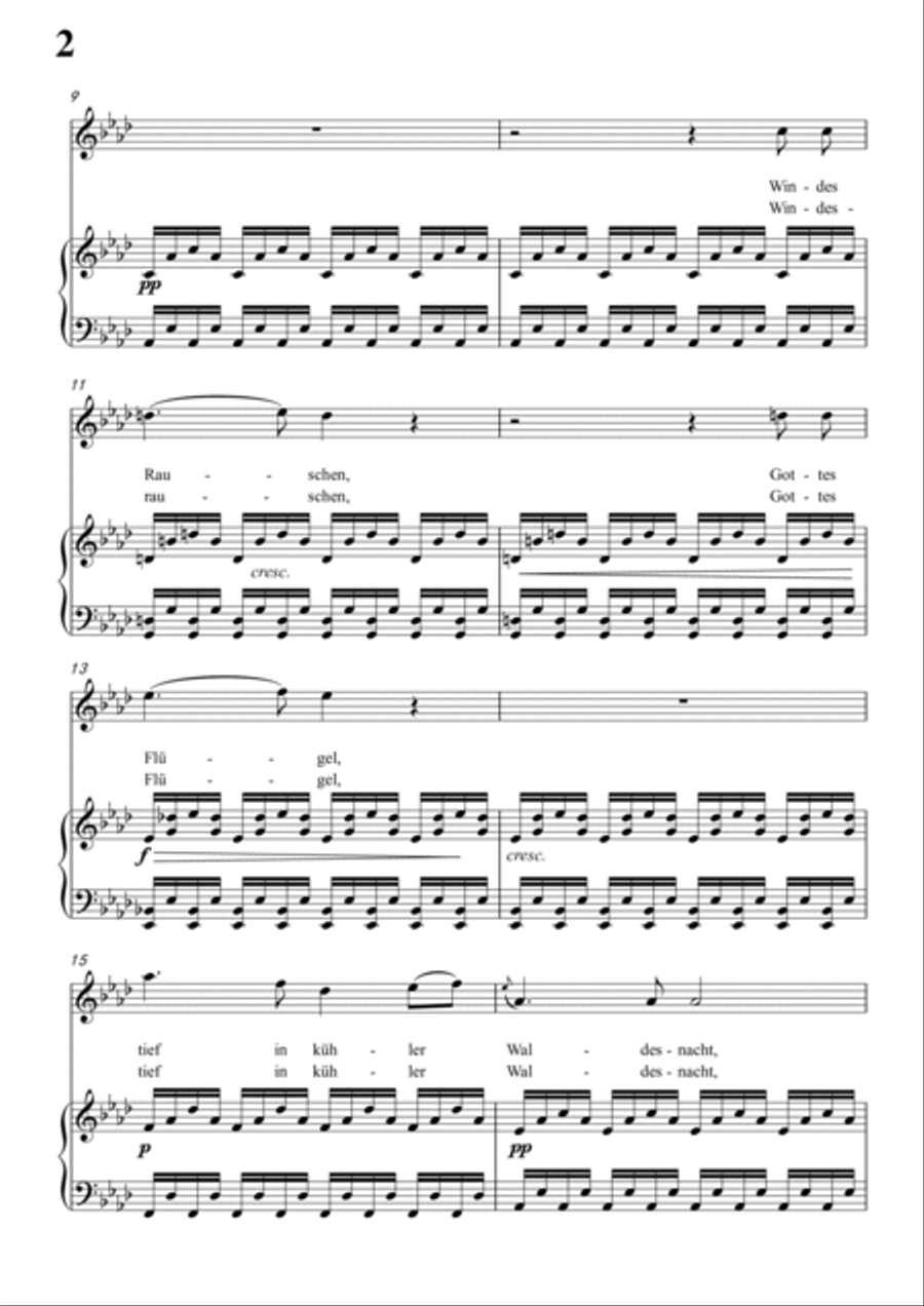 Schubert-Waldes-Nacht in bA for Vocal and Piano Voice scores gallery preview page 3