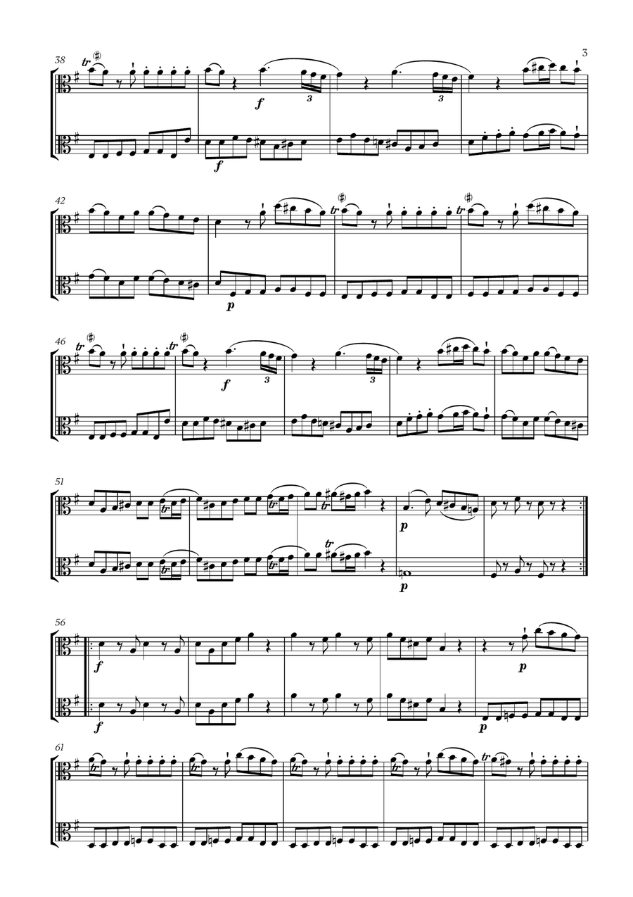 W. A. Mozart - Eine Kleine Nachtmusik (for Viola Duet) String Duet scores gallery preview page 3