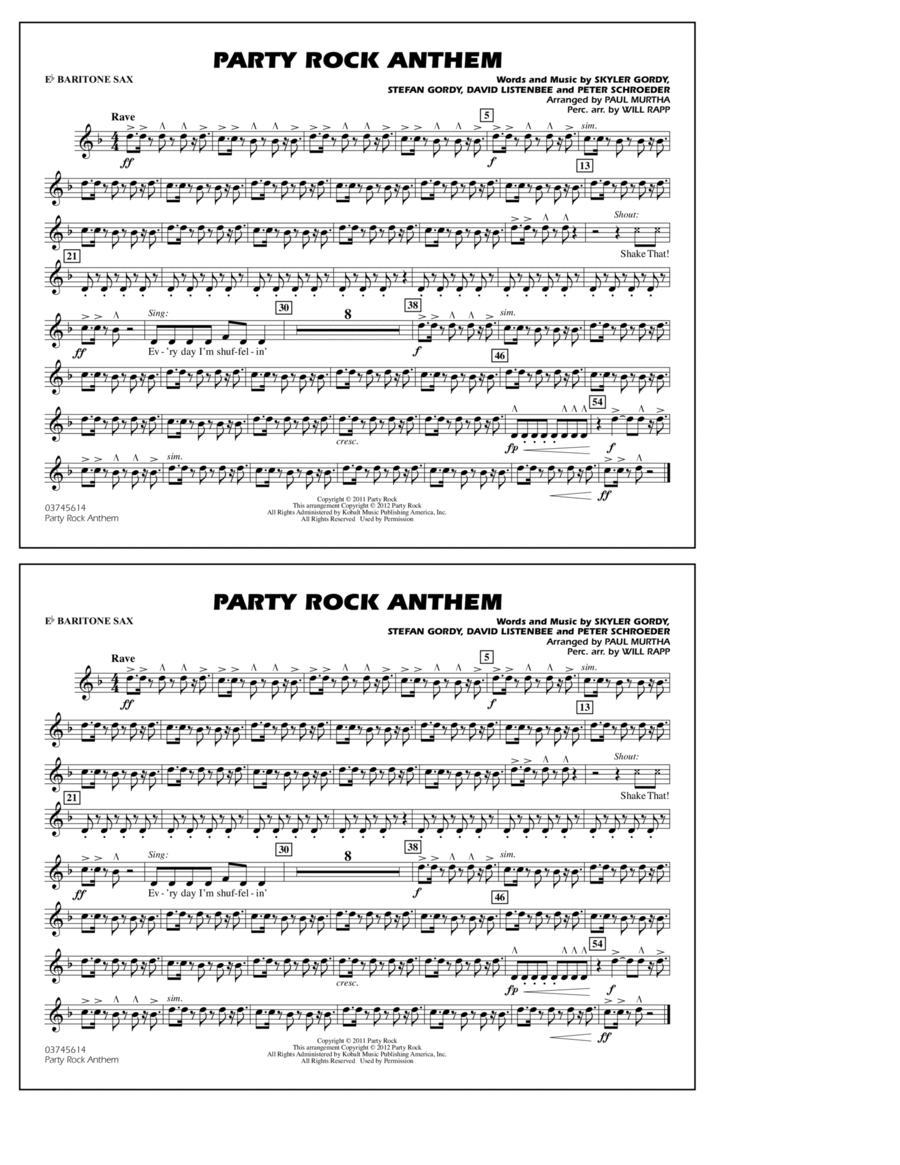 Party Rock Anthem - Eb Baritone Sax