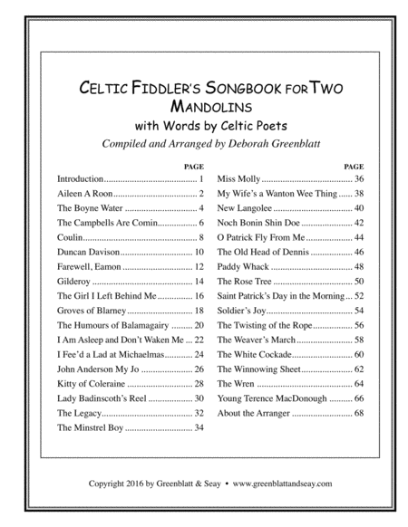 Celtic Fiddler's Songbook for Two Mandolins