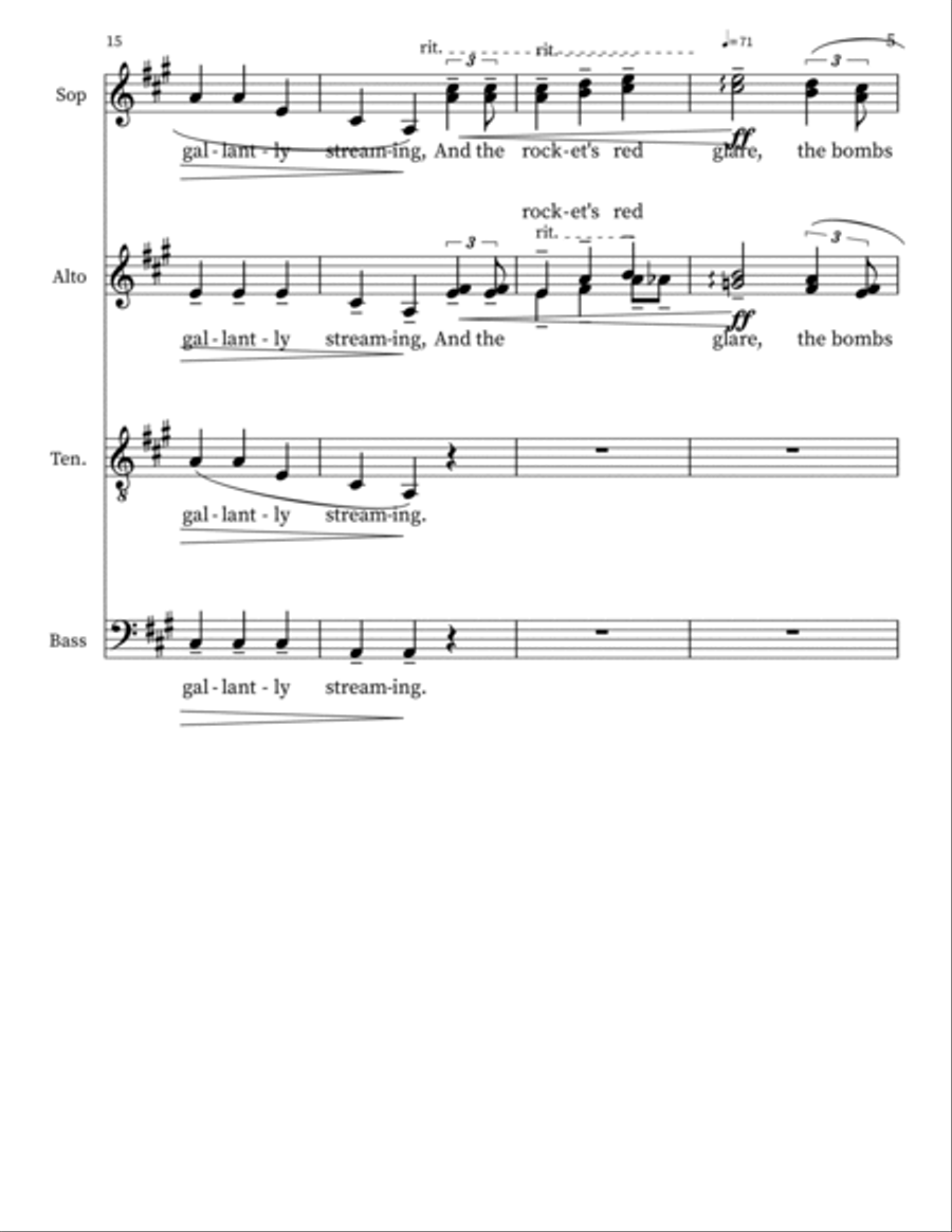 United states national anthem Piano, Vocal, Guitar scores gallery preview page 5