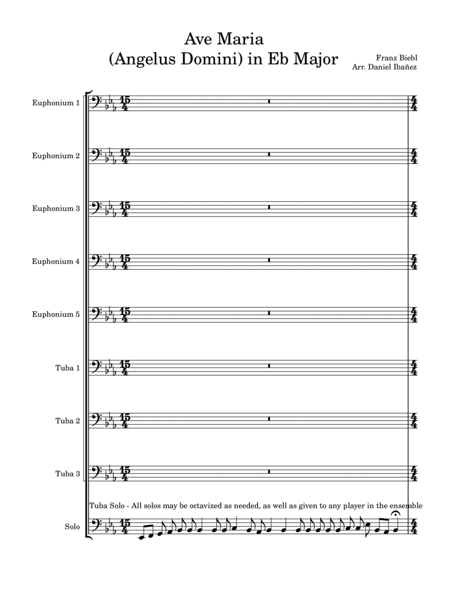 Ave Maria (Angelus Domini) Brass Ensemble scores gallery preview page 1